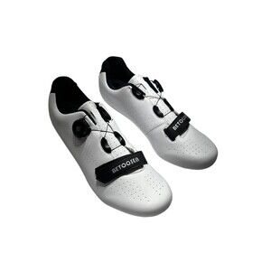 Betoosen Cycling Bike Shoes Speed EU 46 - US 12 Black & White Missing 1 Bolt NEW